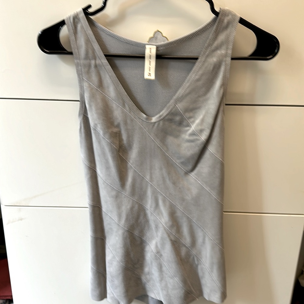Illia Gray Leather Sleeveless Top